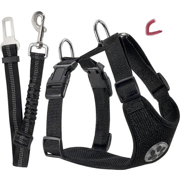 Dog Safety Vest Harness With Seatbelt, Dog Car Harness Seat Belt Adjable Pet Harnesses (medium, - Double Clip)