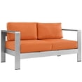 thumbnail image 1 of Modway Causeuse de Patio Extérieure en Tissu et Aluminium, Argent/orange, 1 of 4