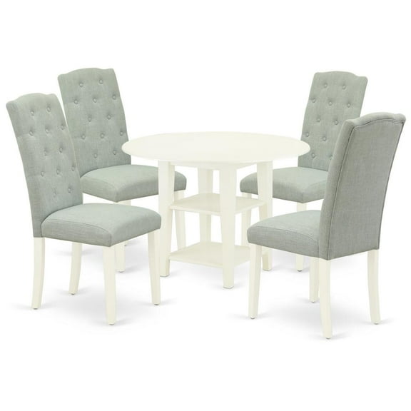 East West Furniture Dining Room Set Linen White, SUCE5-LWH-15