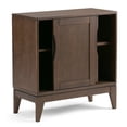 thumbnail image 3 of Simpli Home Harper 30 inch Wide Solid Hardwood Mid-Century Modern Low Storage Cabinet in Walnut Brown, 3 of 12