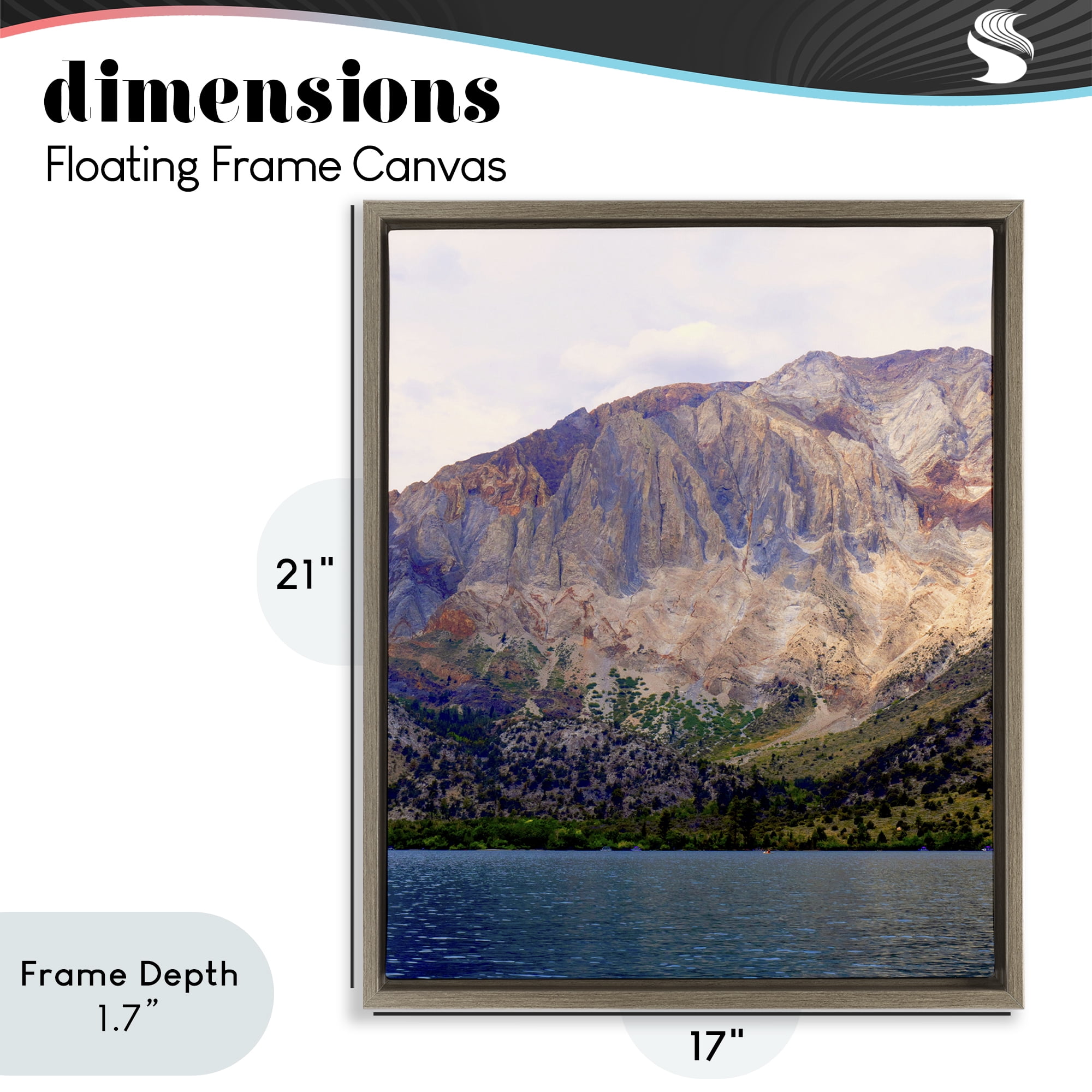 Stupell Industries Serene Lake Beneath Mountains Brown Framed Floater Canvas Wall Art, design by Gemma Bardot