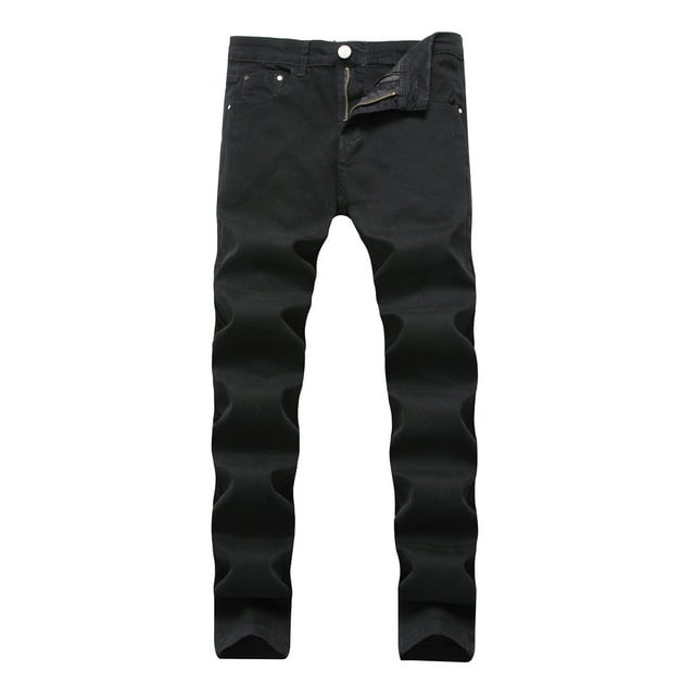 toraway Black Casual Pants for Men Men's Jeans Comfort Stretch Denim Straight Leg Relaxed Fit Jeans 34