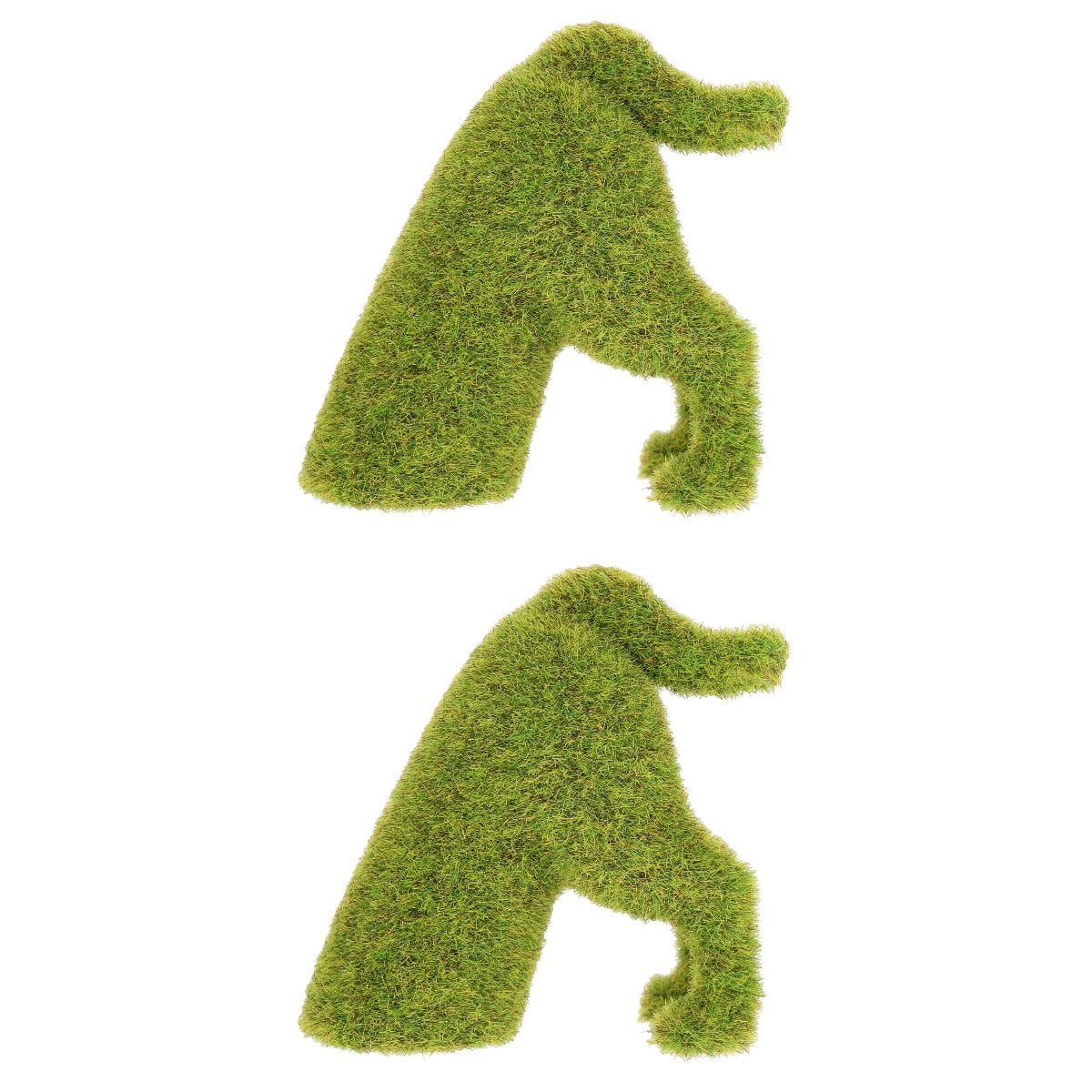 WORGEOUS 2pcs Moss Statue Flocked Puppy Flocking Peeing Sculpture Green Grass Topiary Figurines Artificial Turf Garden Table Centerpiece