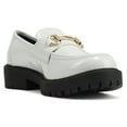 thumbnail image 4 of Soda Shoes Women Low Heel Lug Sole Slip-On Horse Bit Loafer BoyFriend Style BEDALE-S White Patent 10, 4 of 5