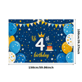 thumbnail image 6 of Blue Themed 4th Birthday Backdrop Banner with Crown Cake Balloons and Stars Party Decoration Happy Birthday Photography Props Party Supplies Background Decor, 6 of 7