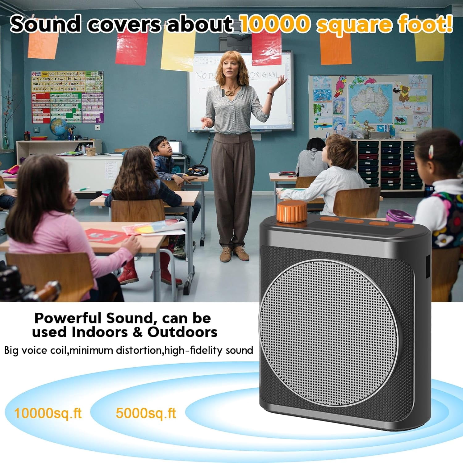 Voice Amplifier Wireless Microphone with Magnetic Lavalier, Voice Amplifier for Teachers with 2 Mic, Megaphone Speaker, Wireless Microphone for Classroom, Yoga, Meeting, Meetings Speeches