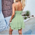 thumbnail image 4 of Halter Cocktail Women Dresses Prom Formal Wedding Bridesmaid Dress Ruffled Evening Party 2025 Mini Dress Green S, 4 of 9
