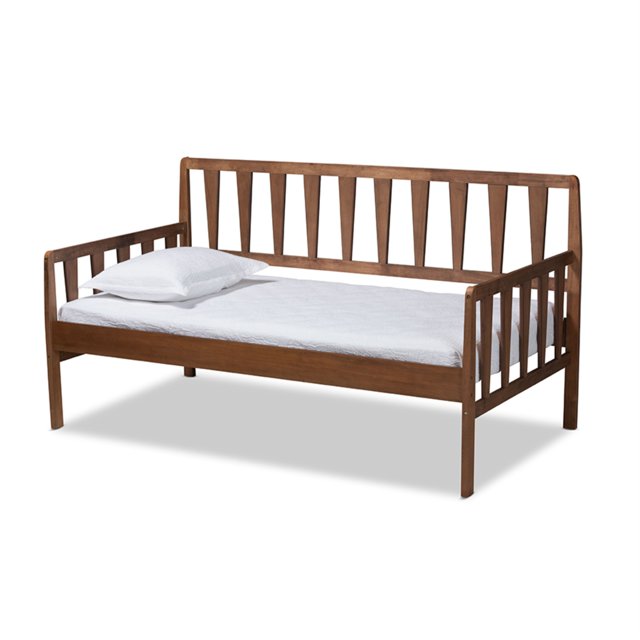 Baxton Studio Midori Sofá cama de tamaño doble de madera con acabado marrón nogal moderno y contemporáneo de transición Baxton Studio 1.93271E11