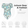 thumbnail image 6 of Daiia White Geese and Flower print Women's Crew Neck Short Sleeve Bodysuit Fashion Tops Fit Casual Basic Extender Bodysuit-XX-Large, 6 of 9