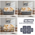 thumbnail image 2 of Xoenoiee Orange Yellow Flowers Print Reclining Loveseat Cover, 6 Piece Polyester Fabric Stretch Loveseat Reclining Sofa Covers, Washable Furniture Protector with Elastic Bottom, 2 of 6