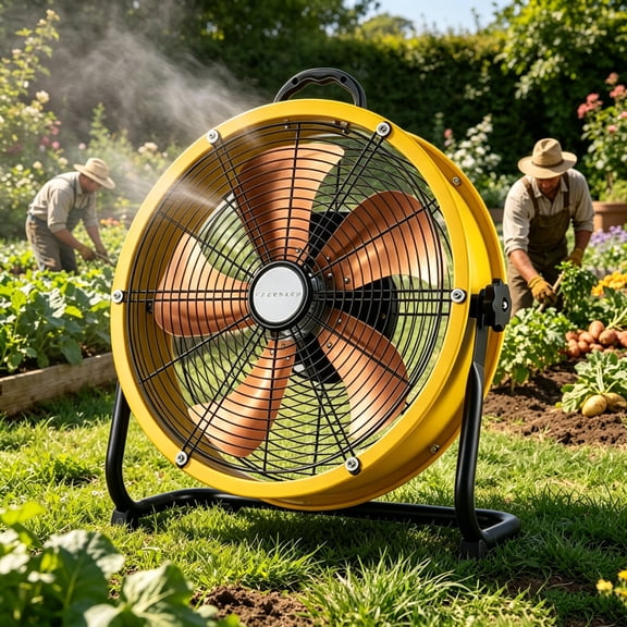 12 Inch 215W Industrial High Velocity Heavy Duty Fan, 220V Copper Core Motor Metal Body 360° Rotatable Cooling Fan for Garage Workshop Patio Commercial Use