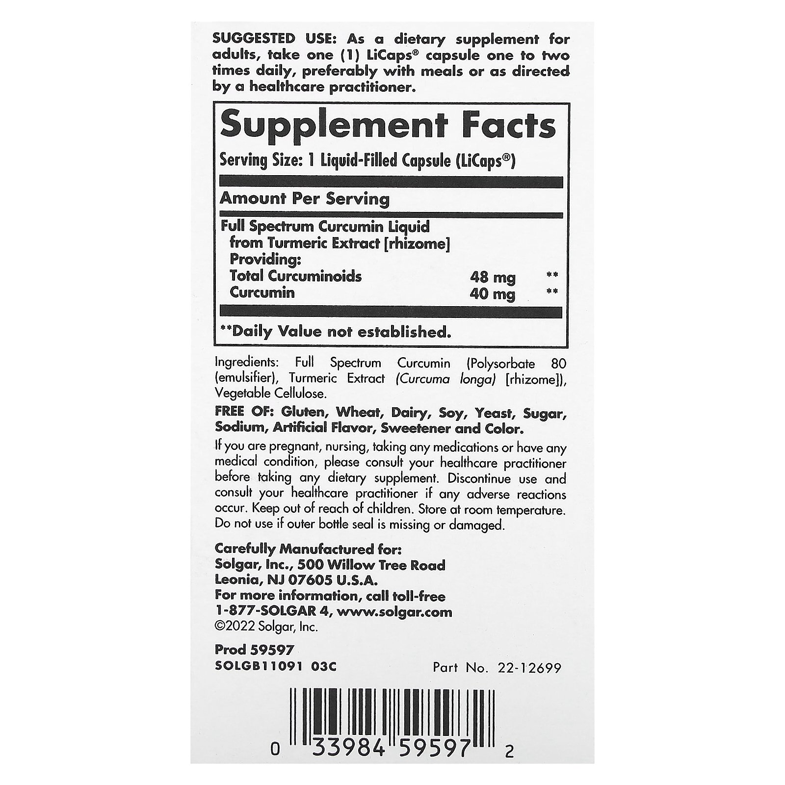 Solgar Full Spectrum Curcumin  - 30 Softgels