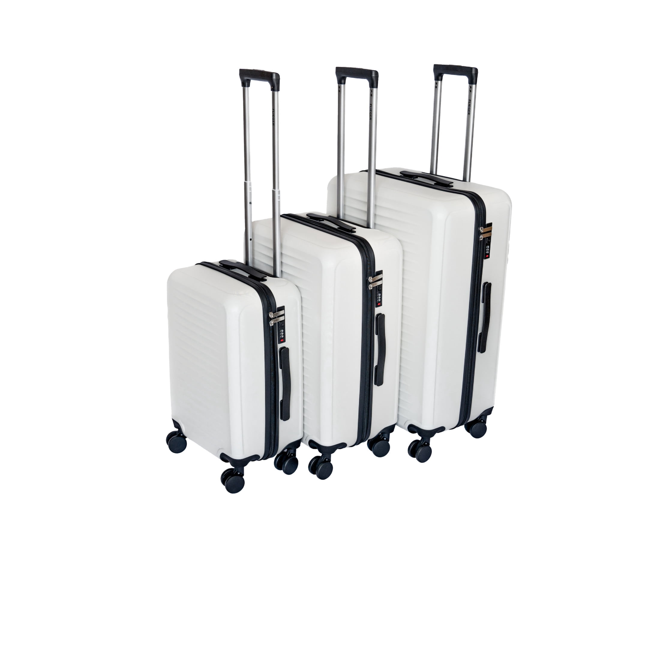 Noble House 3-Piece 20"/24"/28" Hard Shell Spinner Luggage Set, Lightweight Suitcases with Combination Locks, White