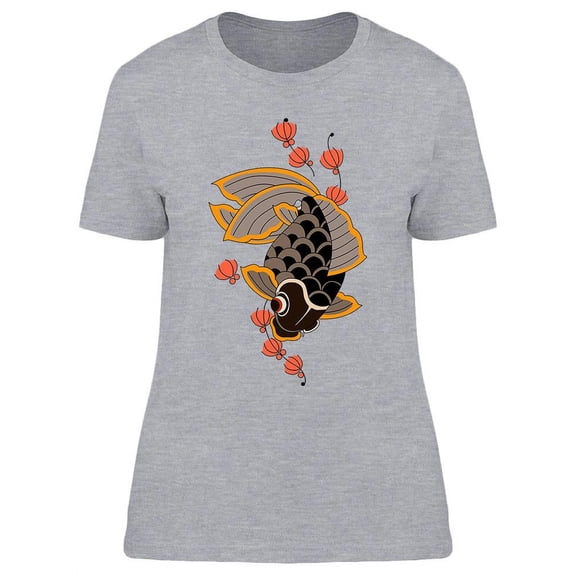 Goldfish And Flowers T-Shirt Women -Image by Shutterstock, Female Medium