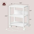 thumbnail image 2 of 3-Tier Rolling Printer Cart with Power Outlets and USB Ports, White Industrial Printer Stand for Office and Home, 2 of 8