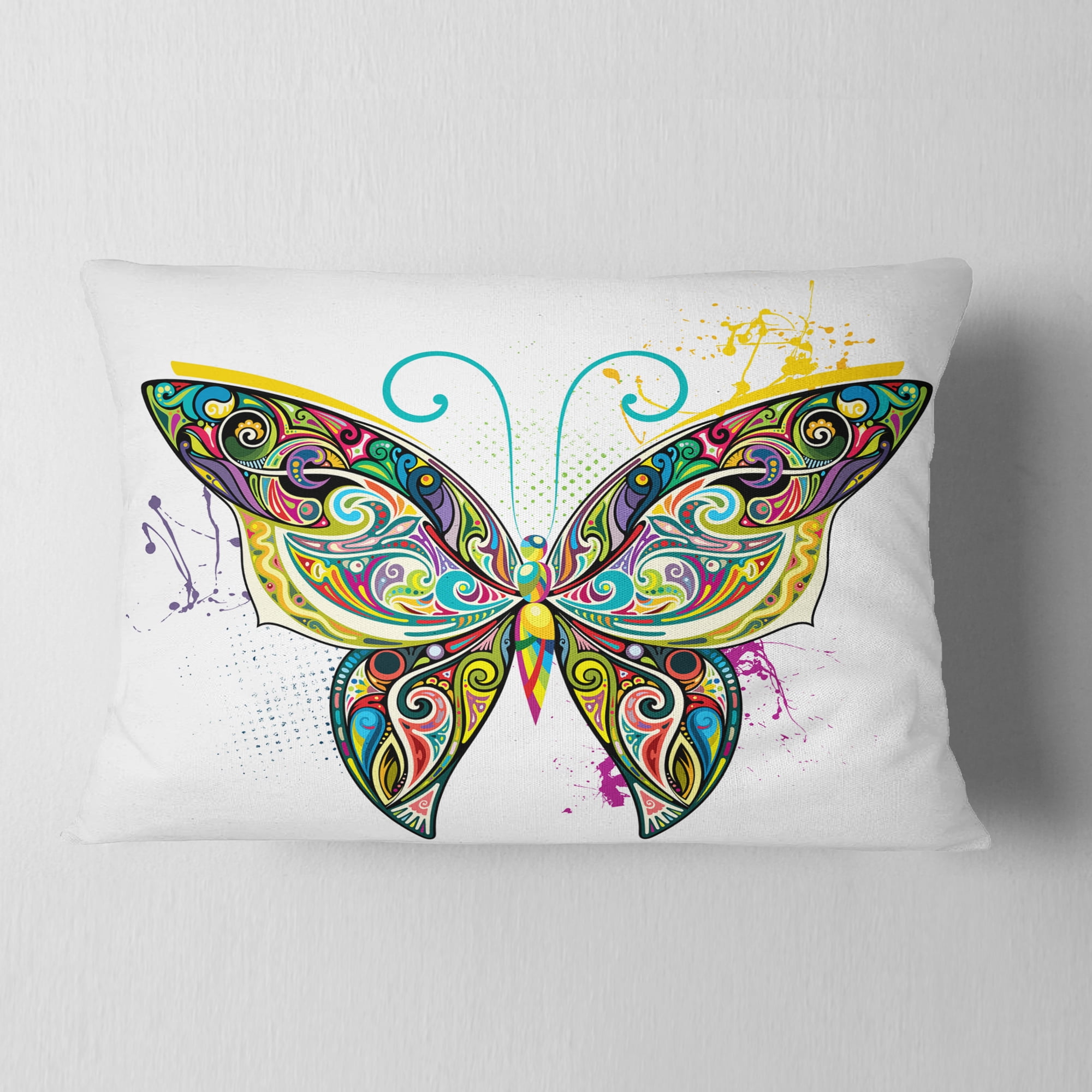 Designart Openwork Butterfly - Abstract Throw Pillow - 12x20