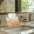 thumbnail image 5 of COEQINE PU Leather Facial Tissue Holder Facial Tissue Dispenser Rectangular Table Dryer Sheet Dispenser for Nightstand Dining Table Tabletop Autumn Home Decor, Maple Leaf Musical Notes, 2 PCS, 5 of 7