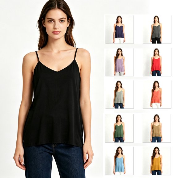Women's Camisole Tank Tops Spaghetti Strap Sleeveless Basic Cami Top Undershirts