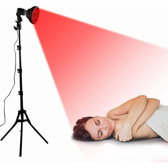 Red Light  Lamp with Stand for Body and Face 36 Dual-Chips 660nm Red and 850nm Near Infrared Red Light  Device, with Adjustable Tripod, Timer and Goggles