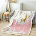 thumbnail image 2 of Girly Pink Sherpa Blanket Oil Painting Stripe Blanket, Brush Marks Contemporary Ombre Throw Blanket for Chair Watercolor Graffiti Fleece Blanket, Aesthetic Modern Plush Blanket, 2 of 4