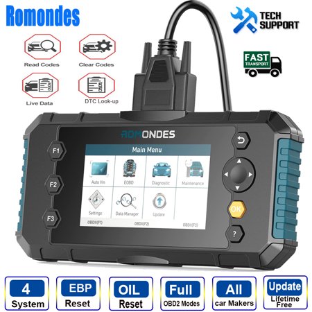 2022 Romondes RD3000 ABS SRS Transmission Check Engine 4 System Fault Code Reader EPB & Oil Light Reset Diagnostic Scan Tool Auto VIN OBD2 Scanner