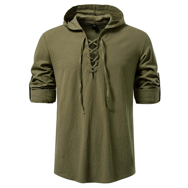 pstuiky Camisas para hombre de manga larga, Cárdigan informal con capucha y mangas largas para hombre tops de invierno para hombre xxl