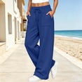 thumbnail image 2 of TARIENDY Wide Leg Sweatpants Women Athletic Work Trousers Plain Color Drawstring Waisted Outdoor Sweatpant with Pockets Blue, 2 of 10