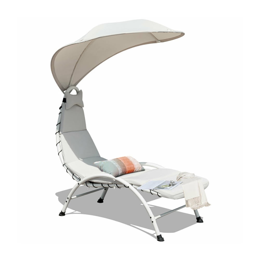 Aimee Lii Patio Hanging Swing Hammock Chaise Lounger Chair with Canopy, Patio Loungers, Beige Aimee Lii Patio Hanging Swing Hammock Chaise Lounger Chair with Canopy, Patio Loungers, Beige