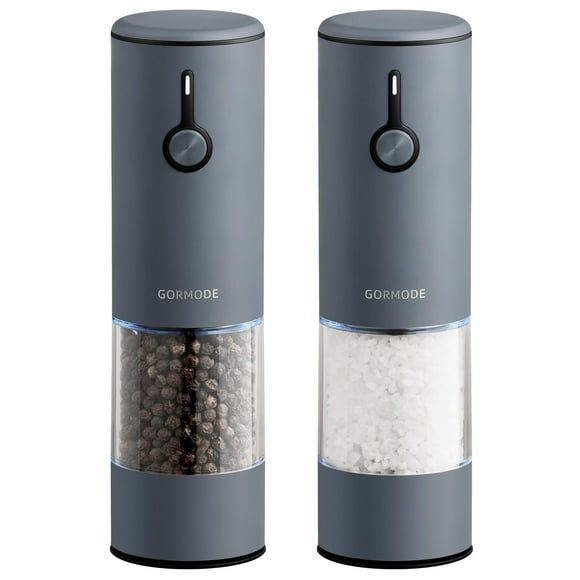 Stainless Steel Electric Salt and Pepper Grinder Set (Wedgwood Blue) - 2 Pack Rechargeable Mills with LED Light, 6 Adjustable Grind Modes & Rustproof Design - Premiu