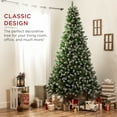 thumbnail image 2 of Best Choice Products 9ft Pre-Decorated Holiday Christmas Pine Tree w/2,028 Branch Tips, Partially Flocked, Base  Green, 2 of 7