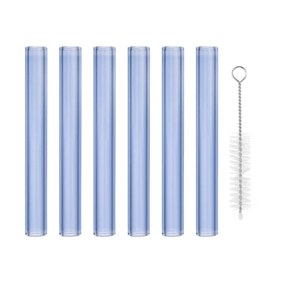 Uxcell 4 Inch Borosilicate Glass Tubes, 6 Pcs12mm OD 2mm Thick Glass Blowing Tubes Straight Pipe with Cleaning Brush for Laboratory Glass Making, Blue