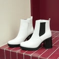 thumbnail image 3 of Hawkwell Women's Platform Side Zipper Chelsea Boots Chunky High Heel Square Toe Ankle Booties, 3 of 5