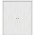 thumbnail image 1 of Sliding Closet Double Bi-fold Doors 72 x 80 inches | Planum 0990 Painted White | Sturdy Tracks Moldings Trims Hardware Set | Wood Solid Bedroom Wardrobe Doors, 1 of 4