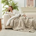 thumbnail image 4 of Cable Knit Throw Blanket for Couch, Chenille Sherpa Soft Cozy Throw Blankets for Sofa Chair Comfortable Home, 50"x60", Beige, 4 of 8