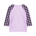 thumbnail image 5 of YunPes Shirts for Teens Girls Fashion Summer 3/4 Sleeve Tops Color Block Crew Neck 3/4 Sleeve Shirts Plaid Lightweight Blouses Cute, 5 of 5