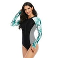 thumbnail image 4 of Women's Long Sleeve Zip Front Rashguard Swimsuit Sun Protection Surfing Swimwear Bathing Suit, 4 of 5