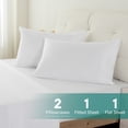 thumbnail image 3 of Yalamila Bed Sheet Set Hotel Style Ultra Soft 300T 3-Piece 100% Cotton Deep Pocket Bedspreads & Pillowcases, White, Twin, 3 of 7