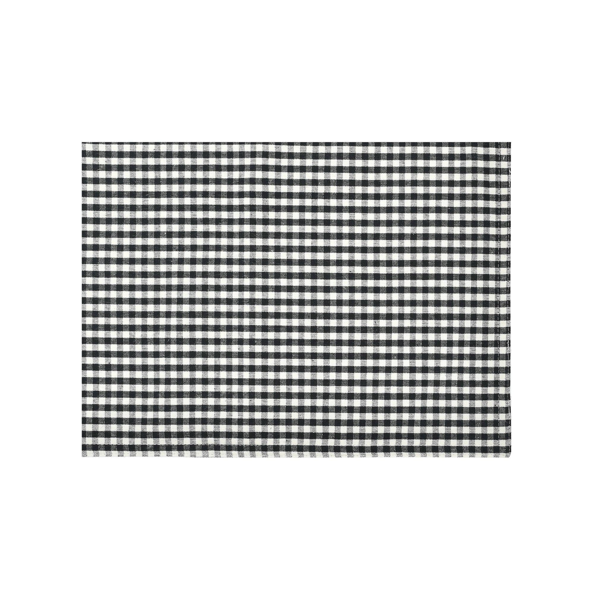 Lush Decor Gingham Check Yarn Dyed Placemat Off White and Black, 4-Pack 14" x 19"