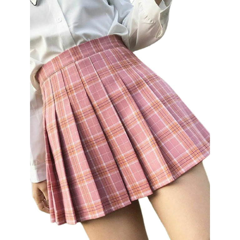 Xiaoluokaixin Women High Waist Plaid Pleated Skirt School Girl Uniform Mini Skirts Cqh Walmart