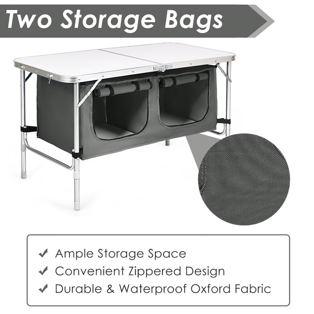 Aimee Lii Height Adjustable Folding Camping Table, Portable Tables Folding, Gray