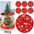 thumbnail image 1 of 7 Uds. Faldas Navidad 35 4 Pulgadas Alfombrilla Con Patrón Copo Nieve Almohadilla Redonda para Fiesta Navideña, 1 of 4