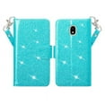 thumbnail image 2 of For Tracfone/StraightTalk Samsung Galaxy J3 Orbit (S367VL) Case Glitter Leather Wallet Case [ID&Credit Card Slots] Flip Phone Cases&nbsp; - Teal, 2 of 6