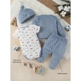 thumbnail image 4 of WIBACKER 0-12M Baby Boys' 4-Piece Warm Velvet Car Outfit Sets, Little Jacket, Pants, Bodysuit and Hat Set, 4 of 9