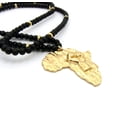 thumbnail image 4 of Power Fist on Africa Pendant w/6mm 30" Black Wood Bead Color Disc Necklace, Gold-Tone, 4 of 4