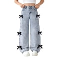 thumbnail image 2 of DXOUPM Jeans for Teen Girls Baggy Wide Straight Leg Elastic Waisted Denim Pants Going Out, 2 of 4