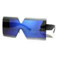 thumbnail image 2 of Shield Futuristic Squared Rectangular Robotic Plastic Sunglasses Blue, 2 of 4