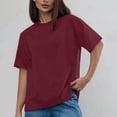 thumbnail image 2 of CHGBMOK Womens Blouses Mode Couleur Unie Ample Décontracté Col Rond Chemise à Manches Courtes S, 2 of 8