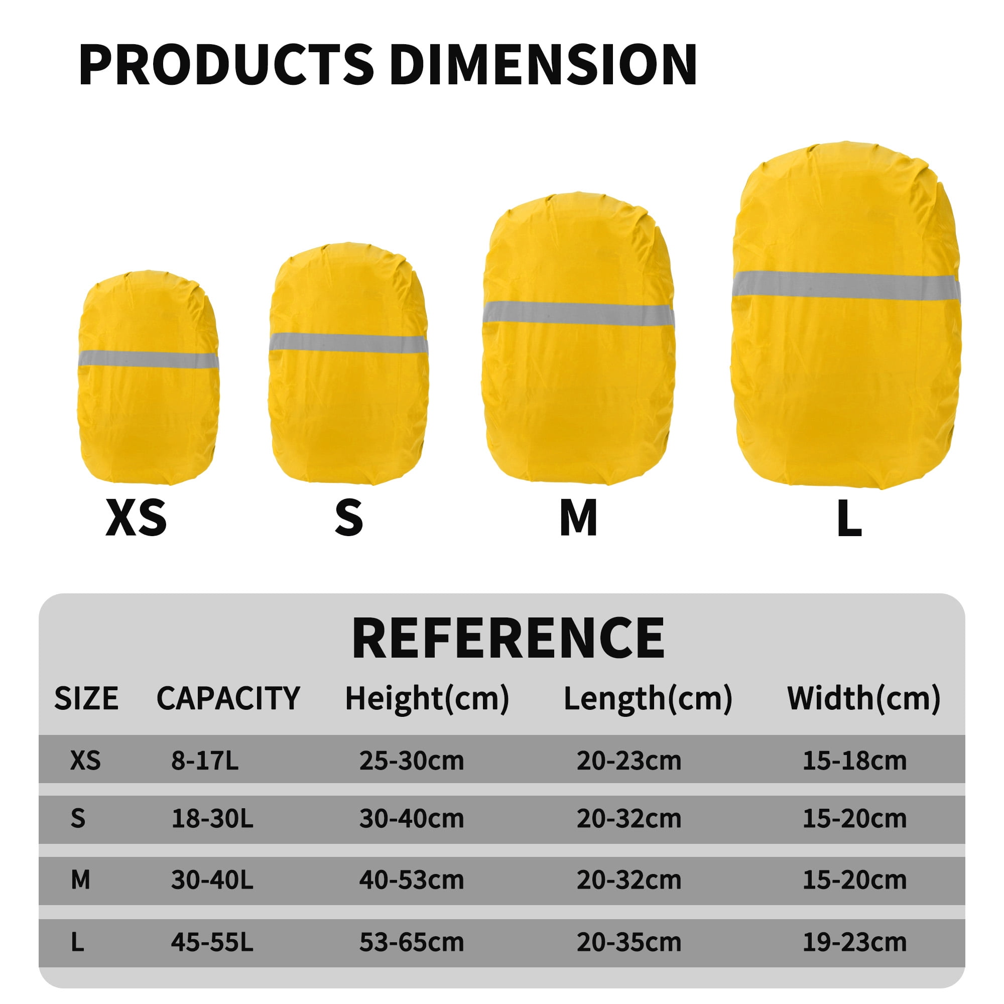 Unique Bargains Reflective Waterproof Backpack Rain Cover Small, Yellow