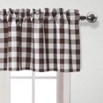 thumbnail image 3 of 3 Piece Semi Sheer Kitchen Curtains - Light Filtering Buffalo Plaid Tier and Valance Window Curtains Set, Coffee and White, 3 of 6