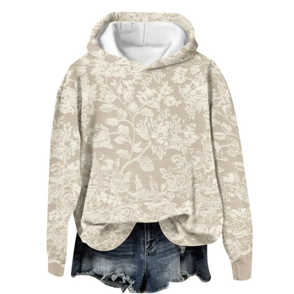 JGNGSHN Women's Graphic Print Hoodies Casual Long Sleeve Drawstring Pocket Pullover Sweatshirts Comfy Loose Fit Tops